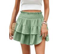 CMTOP Pantalón Corto Verano Mujer Fluidos Shorts Corto Cintura Alta Elástico Casual Pantalones Cortos Sueltos Anchos Volantes Pantalon Color Sólido para Playa