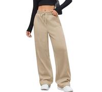 CMTOP Pantalones Chándal Mujer Invierno Pantalon Jogging Térmicos con Forro Polar Pantalones Deportivos Jogger Pierna Ancha con Bolsillos para Correr Fitness