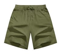 CMTOP Pantalones Cortos Hombre Verano Shorts de Lino Pantalone Cortos Casual Sueltos Pantalón Corto de Playa con Cordón y Bolsillos