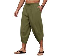 CMTOP Pantalones para Hombre Pantalones Ligeros de Verano Pantalon Casuales Anchos Largos Pantalones con Cordón para la Playa Todos los días