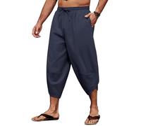 CMTOP Pantalones para Hombre Pantalones Ligeros de Verano Pantalon Casuales Anchos Largos Pantalones con Cordón para la Playa Todos los días