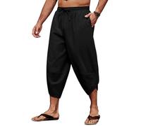 CMTOP Pantalones para Hombre Pantalones Ligeros de Verano Pantalon Casuales Anchos Largos Pantalones con Cordón para la Playa Todos los días