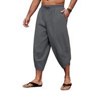 CMTOP Pantalones para Hombre Pantalones Ligeros de Verano Pantalon Casuales Anchos Largos Pantalones con Cordón para la Playa Todos los días