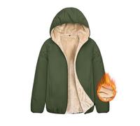 CMTOP Sudaderas Mujer con Capucha Chaqueta Invierno Forro Polar Cálido Abrigo con Cremallera Corto Hoodie Cazadora Suave Casual Básica Chaqueta Invierno Sudadera Borreguito(Verde Militar, L)