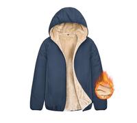 CMTOP Sudaderas Mujer con Capucha Chaqueta Invierno Forro Polar Cálido Abrigo con Cremallera Corto Hoodie Cazadora Suave Casual Básica Chaqueta Invierno Sudadera Borreguito(Azul Marino, S)