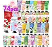 CMWGKBC - Paquete de 74 cremas de manos con fragancia natural para mujer: rosa, lavanda, gardenia, granada, vainilla, melocotón, manteca de karité, limón, manzana, flor de cerezo, miel, aguacate