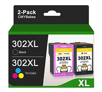 CMYBabee 302XL Cartuchos de Tinta Remanufacturados para Tinta HP 302 XL Negro y Color Pack para HP Envy 4520 4527 4521 4522 4524 DeskJet 3630 3639 2130 Officejet 3830 3833 3831 4650 4654 5220 5230