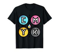 CMYK Cian, Magenta, Amarillo y Llave Camiseta gráfica económica