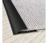 CMYUN Perfil de Transición Adhesivo Autoadhesivo Encuadernación de Bordes de Alfombra, Negro Gris Tiras de Transición Entre Alfombra y Suelo, Protector Flexible de Bordes(Black,Length-4.0m(13ft))
