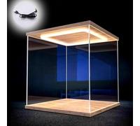 CMYUN Vitrina de Acrílico Vitrina de Acrílico Transparente con Luz LED, Caja de Almacenamiento a Prueba de Polvo para Coleccionables/Figuras de Acción, Protección Vitrinas de Mostrador(15x15x
