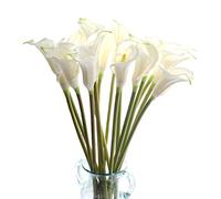 cn-Knight 10pcs de Flores Artificiales de Lirio de Cala, Tallo Largo de 67cm Flores Artificiales de Lirio de Cala, Lirios Arum Realistas para Ramo de Novia, Decoración del Hogar, Blanco