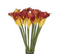 cn-Knight 10pcs de Flores Artificiales de Lirio de Cala, Tallo Largo de 67cm Flores Artificiales de Lirio de Cala, Lirios Arum Realistas para Ramo de Novia, Decoración del Hogar, Rojo Oscuro