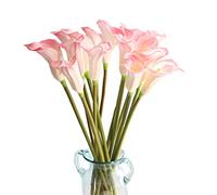 cn-Knight 10pcs de Flores Artificiales de Lirio de Cala, Tallo Largo de 67cm Flores Artificiales de Lirio de Cala, Lirios Arum Realistas para Ramo de Novia, Decoración del Hogar, Rosa
