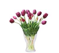 cn-Knight 20 flores artificiales de tulipán, tallos de tulipán de tacto real de 16 pulgadas con hojas sintéticas, tulipanes y capullos sintéticos para decoración del hogar, centro de mesa, ramo de