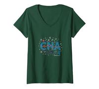 CNA Life: Latido del corazón de los héroes de la atención médica Camiseta Cuello V, Mujer, Verde Bosque, S