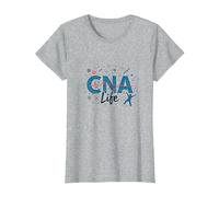 CNA Life: Latido del corazón de los héroes de la atención médica Camiseta, Mujer, Gris Jaspeado, XS