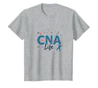CNA Life: Latido del corazón de los héroes de la atención médica Camiseta, Niños, Gris Jaspeado, 10 años