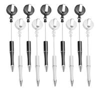 CNAFGBGG 10 bolígrafos con cuentas, bolígrafo retráctil de tinta negra, clip para tirar de bolígrafo para hacer bricolaje, oficinista, camarera, suministros de escritura, blanco y negro..
