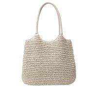 CNAFGBGG 1pc Bolsas de Paja para Mujeres Tejido Casual de Tela Tejida de Paja de Gran Capacidad Bolso de Hombro portátil de Verano Ligero para la vocación de Vacaciones de Viajes en Playa.