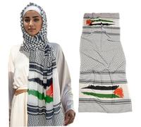 CNAFGBGG 1pc Palestine Buff, 28x71 Pulgadas Authentic Soft Chiffon Buffon Palestinian, Unisex Palestine Keffiyeh para Hombres, Mujeres, Blancos.