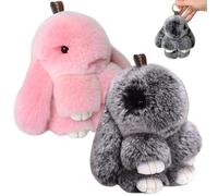 CNAFGBGG 2pcs Bunny Keychain de 6 Pulgadas con Llavero de Conejo Esponjoso de Conejo Esponjoso Llavero de Llavero Decorativo para Mochila, Llave del automóvil, Bolso a Mano y más, Estilo 1