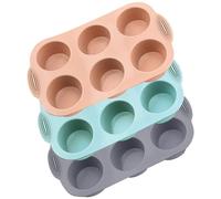 CNAFGBGG 3 PC/set Muffin de silicona Pan de alimento Moldura de silicona de calicón Moldes antiadherentes de muffins reutilizables para hacer pasteles, tarta, bombas de grasa ...