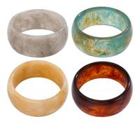CNAFGBGG 4 Piezas de brazaletes acrílicos, Colorido geométrico Grueso de Resina bangelios Set Ancho Dome Forma de Domo Joyas de Vacaciones para el Uso Diario.