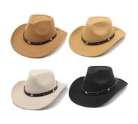 CNAFGBGG 4 Piezas de Sombrero de Vaquero Hombres a Granel Vaquero 4 Colores Classic Wide Brim Vawgirl Hats Belt Buckle Western Hats para Vaqueros y Vaqueras.
