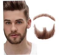 CNAFGBGG Barba falsa cabello humano barba realista bigote falso invisible cabello facial encaje para hombres vestiendo halloween cosplay fiesta marrón marrón