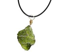 CNAFGBGG Collar de moldavita 1pc, exquisito colgante de cristal de moldavita de forma irregular de forma verde oscuro con cuerda, regalos de piedra de energía cristalina para hombres.