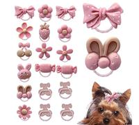 CNAFGBGG Holla para el Cabello para Perros de 20pcs con Gomas de Goma, Lindos Arcos de Cachorros de Estilo de Dibujos Animados para pequeños Accesorios para el Cabello para niñas.