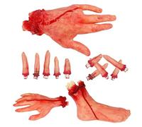 CNAFGBGG Partes del Cuerpo de Halloween 5 Piezas/Juego Manos y pies sangrientos Partes del Cuerpo Cortadas con Dedos Accesorios de Halloween aterradores para Decoraciones de Casas encantadas.