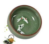 CNAFGBGG Taza de té chino 2.56x1.18 pulgadas 2oz..La taza de té china Long-Quan Celadon presenta patrones craquelados naturales Tazas de de Kung Fu con peces Koi vívidos.