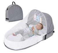 CNAFGBGG Viaje en la Cama de bebé, Cuna de Cabina portátil Plegable con Dosel y Juguetes de guardería con Carpa de bebé Desmontable para bebés para, Gris.