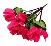 CNANRNANC 7 ramas artificiales de ciclamen flores de seda de tela falsa ramo realista para decoración de estante de mesa de oficina en casa, 36 cm, rojo y rosa (rojo rosa)