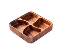 CNANRNANC Bandeja Cuadrada para madera 4 Compartimentos Snack Bandeja Cuadrada
