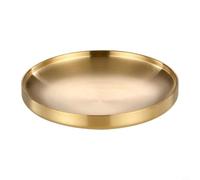CNANRNANC Bandeja redonda de acero inoxidable dorado de doble capa, resistente al calor, acabado cepillado, para decoración de mesa de fiesta en casa, 1 pieza (21 cm)