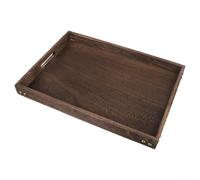 CNANRNANC Bandeja rústica de madera para servir con protección de esquina de hierro, plato decorativo para alimentos, té, café, servidor para el hogar, cocina, restaurante (L 40 x 28 x 4 cm)