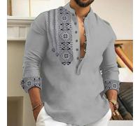 CNANRNANC Blusa Casual Masculina Tejido Poliéster Estampada | Tejido poliéster para suave, holgado, cuello en V, ideal uso diario, para fácil para cuidado lavado