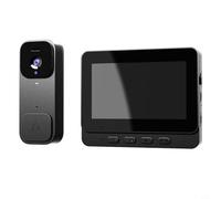 CNANRNANC Cámara de timbre de video inteligente de 4.3 pulgadas, inalámbrica, con monitor de pantalla, cámara de intercomunicador HD, comunicación bidireccional (negro)