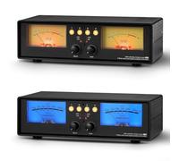 CNANRNANC Conmutador divisor de audio con medidor dual VU para entrada RCA, micrófono inalámbrico estéreo con cable, uso en casa, oficina, estudio (retroiluminación azul)