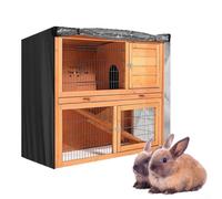 CNANRNANC Cubierta de conejera para exteriores con tela recubierta de poliuretano, ventilación y ventana de visualización enrollable, se adapta a conejeras dobles estándar para conejos y mascotas