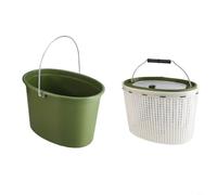 CNANRNANC Cubo de pesca portátil 2 en 1 con doble forro y asas dobles independientes, resistente al desgaste y resistente, adecuado para almacenamiento y lanzamiento de peces vivos (pequeño)