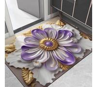 CNANRNANC Felpudo lavable con diseño floral resistente antideslizante para puerta delantera y trasera, para entrada de terciopelo de cristal, 80 x 120 cm (floral-13 50 x 80 cm)