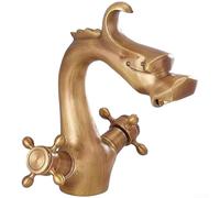 CNANRNANC Grifo de bronce retro para lavabo de baño, construcción de latón con una sola palanca y válvula de disco para control equilibrado de la temperatura del agua (versión corta)