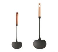 CNANRNANC Juego de 2 espátulas de hierro con mango de madera y acabado nitrurado, diseño ergonómico de hongos para saltear y servir salsa en cocinas domésticas (S + L)