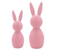 CNANRNANC Juego de 2 figuras nórdicas de conejo de Pascua impresas en 3D para decoración del hogar con divertido patrón de rayas, estatuas de conejo para decoración del hogar de primavera, Pascua, 11
