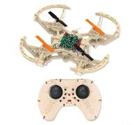 CNANRNANC Kit de cuadricóptero de madera con batería modular de litio, luces LED, giros de 360 grados y control remoto de tres velocidades, ideal para vuelo y aprendizaje al aire libre