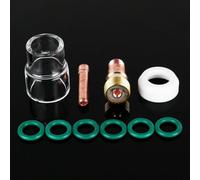 CNANRNANC Kit de lentes de vidrio de antorcha de soldadura TIG con cuerpo de boquilla de lente de gas rechoncho de 2,4 mm para WP-17 WP-18 WP-26 Series antorcha refrigerada por aire