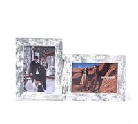 CNANRNANC Marco de fotos doble con acabado de madera envejecida para fotos de 6 pulgadas con diseño plegable flexible para sala de estar o estudio (C)